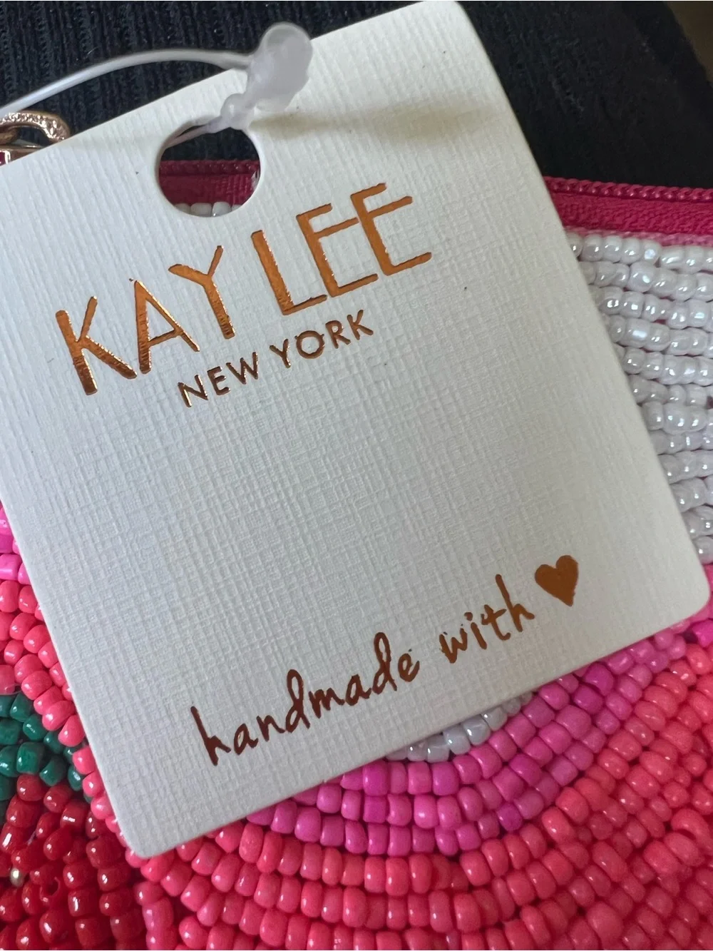 Kaylee Beaded Strawberry Zip Pouch - Pink Red